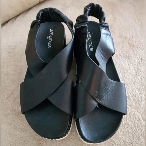 J/SLIDES Black and White Platform Sandals.New Condition - Picture 5 of 9